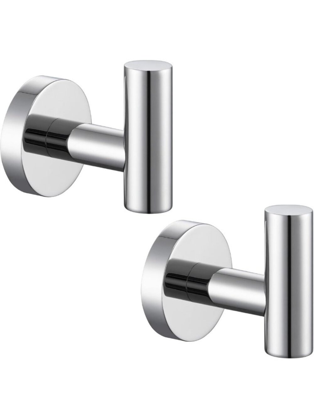 Sleek Polished Chrome Towel Hooks - 2 Pack Robe & Coat Hooks for Bathroom Decor